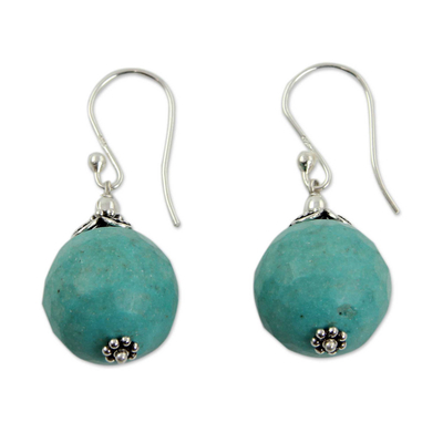 Hand Crafted Blue-Green Calcite and Sterling Silver Earrings