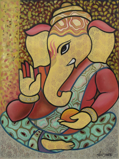 Expressionist Hindu Lord Ganesha Portrait in Oils