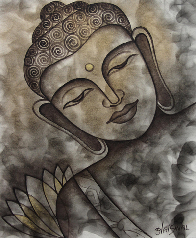 Original India Signed Painting of Buddha