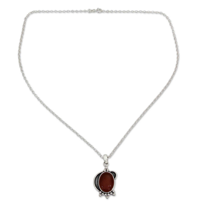 Sterling Silver and Carnelian Pendant Necklace from India