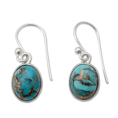 Blue Composite Turquoise Indian Sterling Silver Earrings