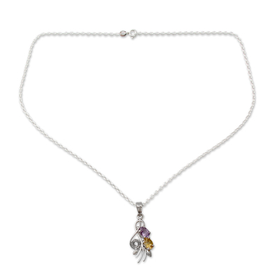 Artisan Crafted India Necklace with Amethyst and Citrine