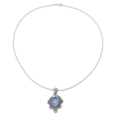 Handcrafted Antique Style Silver and Chalcedony Necklace