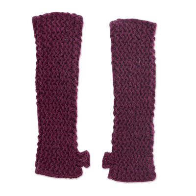 Hand Knitted Long Fingerless Mitts by Himalayan Women