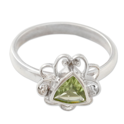 Peridot and Sterling Silver Handcrafted Ring