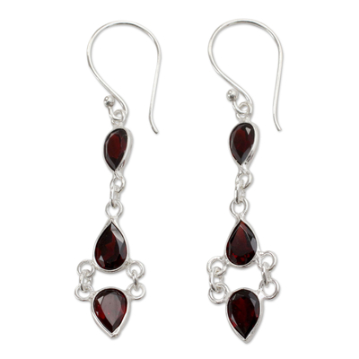 Indian Fair Trade Garnet and Sterling Silver Earrings