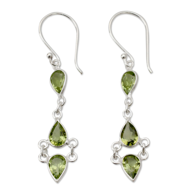 Peridot Sterling Silver Earrings Handcrafted in India