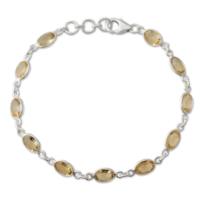 India Handcrafted Sterling Silver Citrine Tennis Bracelet