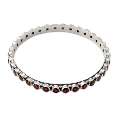 15-carat Garnet Fair Trade Silver Bangle Bracelet from India
