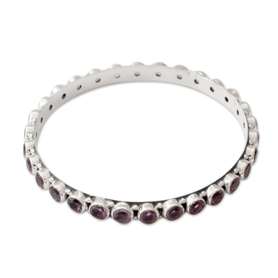 22-carat Amethyst Fair Trade Silver Bangle Bracelet