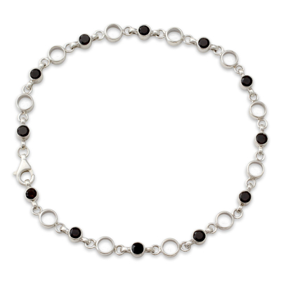 Classic Sterling Silver and Smoky Quartz Anklet