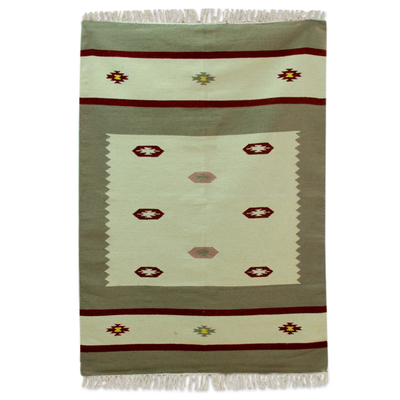 Brown and Beige 4 x 6 Area Rug Handwoven from Wool