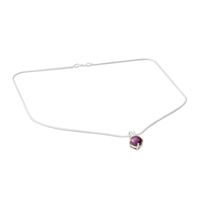 Purple Composite Turquoise Pendant Necklace in 925 Silver