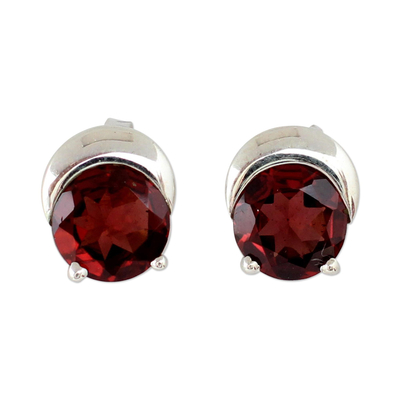 Sterling Silver and Garnet Stud Earrings from Indian Artisan