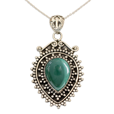 Artisan Made Malachite and Sterling Silver Pendant Necklace