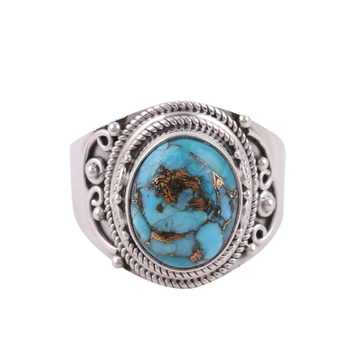 Sterling Silver Blue Composite Turquoise Cocktail Ring
