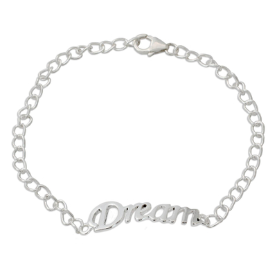 Inspirational Sterling Silver Bracelet with Dream Message