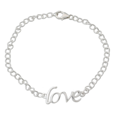 Love Themed Bracelet Hand Crafted from Sterling Silver
