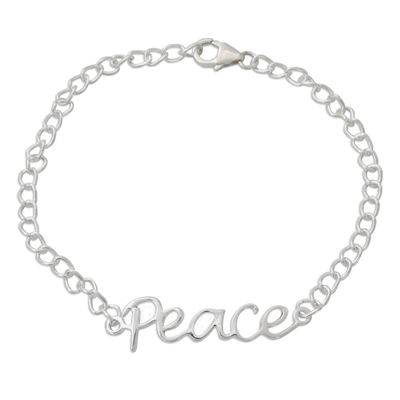 Artisan Crafted Sterling Silver Bracelet with Peace Theme