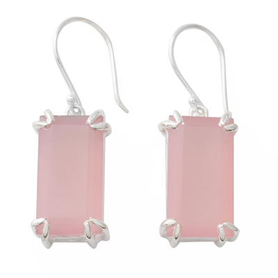 Hand Crafted Pink Chalcedony Earrings from India