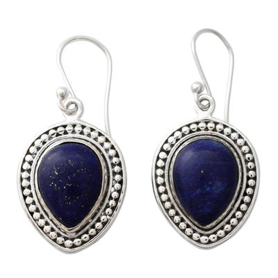 Artisan Crafted Lapis Lazuli Indian Dangle Earrings