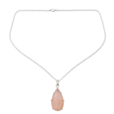 Hand Crafted Pink Chalcedony and Sterling Silver Necklace