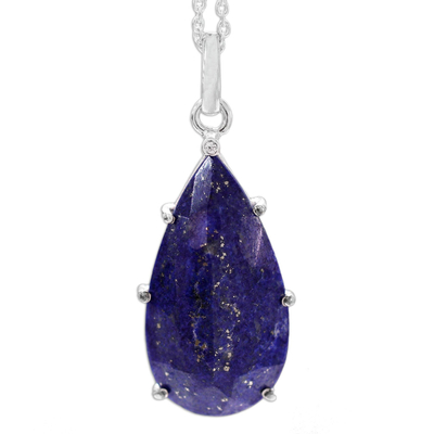 Lapis Lazuli and Sterling Silver Handmade Pendant Necklace