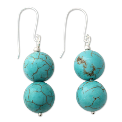 Handcrafted Indian Earrings with Reconstituted Turquoise
