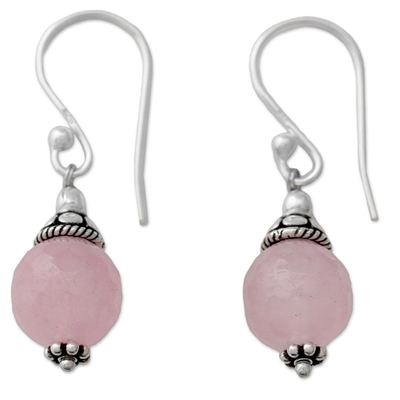 Pink Chalcedony Dangle Earrings with Sterling Silver