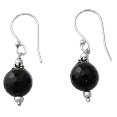 Artisan Crafted Sterling Silver Earrings with Black Onyx