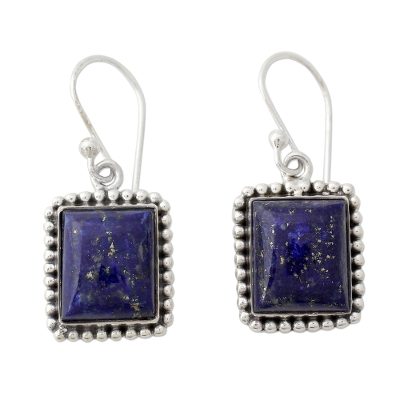Sterling Silver Dangle Earrings from India with Lapis Lazuli