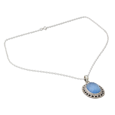 Novica Artisan Crafted Chalcedony Pendant Necklace from India