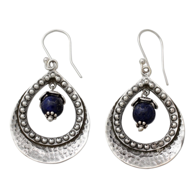 Lapis Lazuli in Indian 925 Sterling Silver Dangle Earrings