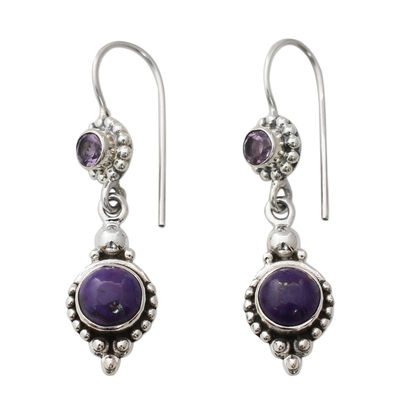 Amethyst and Composite Turquoise Sterling Silver Earrings