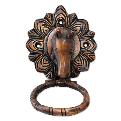 Horse Door Knocker Copper Plated Brass with Antique Look