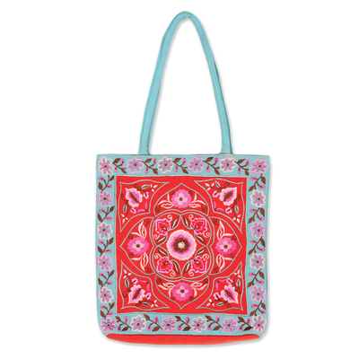 Artisan Crafted Embroidered 100% Cotton Floral Shoulder Bag