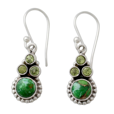 Sterling Silver Peridot Earrings with Composite Turquoise