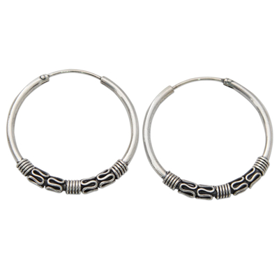 Classic Sterling Silver Hoop Earrings with Wire Accents
