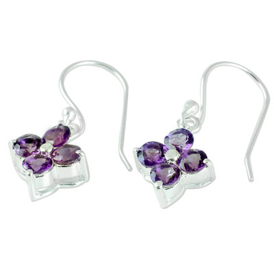 Floral Amethyst Dangle Earrings Artisan Crafted Jewelry
