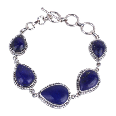 Hand Crafted Lapis Lazuli and Sterling Silver Link Bracelet