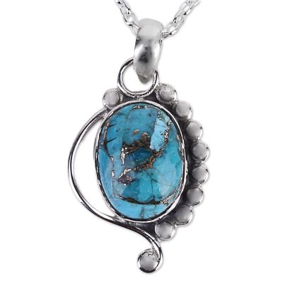 Turquoise Jewelry Indian Sterling Silver Necklace