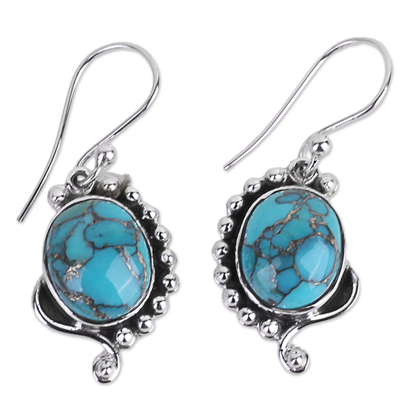 Handcrafted Composite Turquoise Sterling Silver Earrings