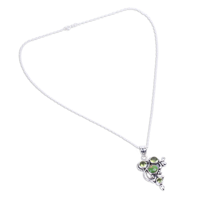 Hand Crafted Peridot and Sterling Silver Pendant Necklace