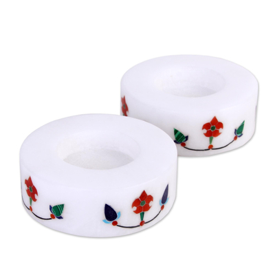 Pair of Marble Tealight Holders Handcrafted in India