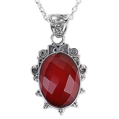 India Handcrafted Sterling Silver Necklace with Carnelian