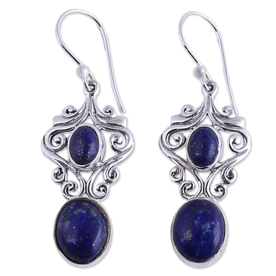 Handcrafted Lapis Lazuli and Sterling Silver Dangle Earrings