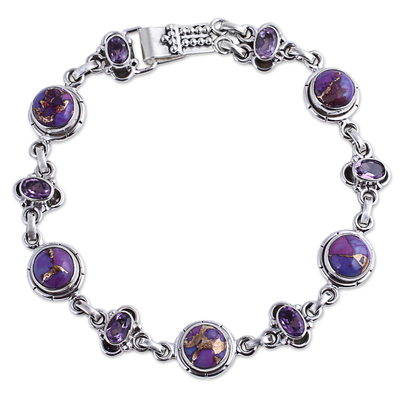 Amethyst and Purple Composite Turquoise Link Bracelet