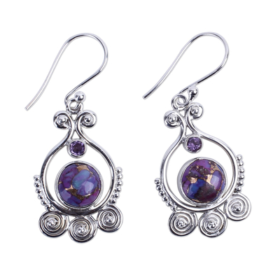 Purple Amethyst Sterling Silver Earrings Handcrafted India