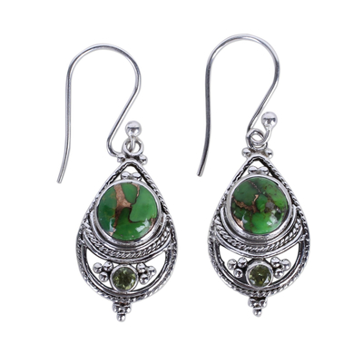 Sterling Silver Peridot and Turquoise Jewelry Earring