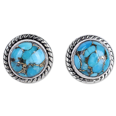 Fair Trade Sterling Silver and Turquoise Stud Earrings